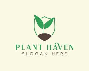 Seedling Plant Gardening Shield logo design