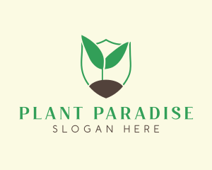 Seedling Plant Gardening Shield logo design