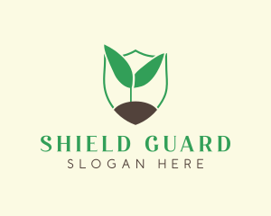 Seedling Plant Gardening Shield logo design