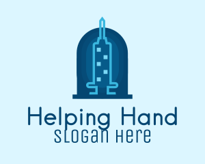 Blue Syringe Skyscraper logo design