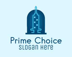 Blue Syringe Skyscraper logo design