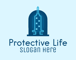 Blue Syringe Skyscraper logo design