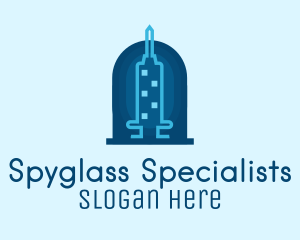 Blue Syringe Skyscraper logo design