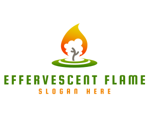 Tree Flame Candle logo design