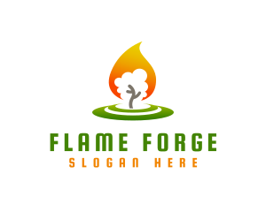 Tree Flame Candle logo design