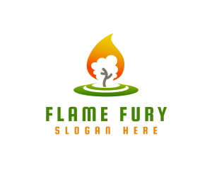 Tree Flame Candle logo design