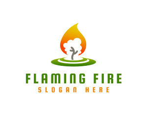 Tree Flame Candle logo design