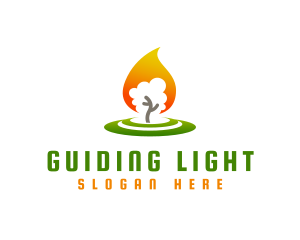 Tree Flame Candle logo design