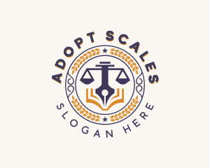 Legal Justice Scale Pen logo design