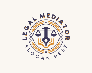 Legal Justice Scale Pen logo design