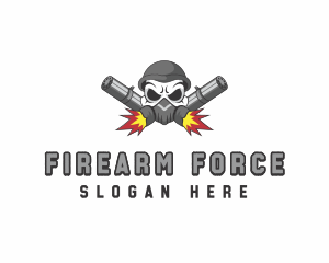 Skull Rifle Firearm logo design