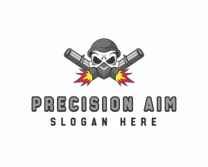 Skull Rifle Firearm logo design