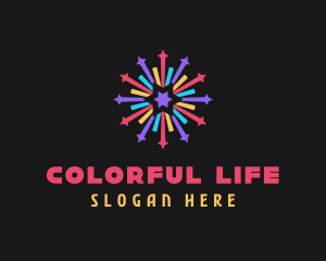 Colorful Stars Fireworks  logo design