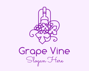 Wine Grapes Vineyard logo design