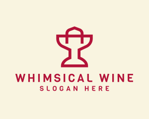 Shopping Bag Wine Glass logo design