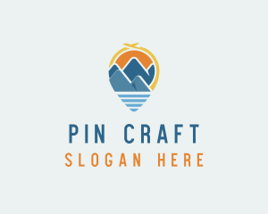 Plane Travel Location Pin logo design