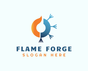 Flame Snowflake HVAC logo design