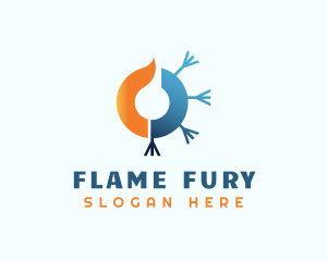 Flame Snowflake HVAC logo design