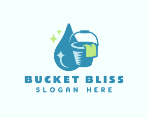 Bucket Cleaning Droplet  logo design