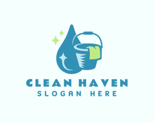 Bucket Cleaning Droplet  logo design