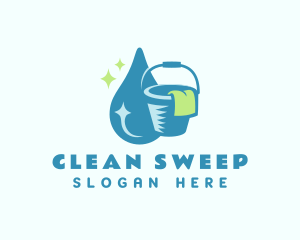 Bucket Cleaning Droplet  logo design