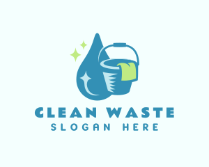 Bucket Cleaning Droplet  logo design