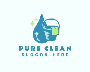 Bucket Cleaning Droplet  logo design