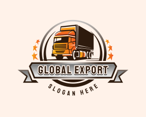 Cargo Shipping Transport Truck logo design