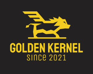 Golden Yellow Boar Wing logo design