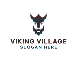 Viking Man Anaglyph logo design