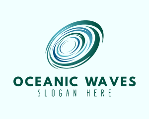 Radial Ocean Wave whirlpool  logo design