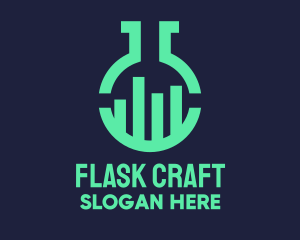 Teal Laboratory Flask logo design