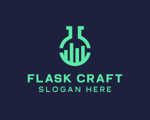 Teal Laboratory Flask logo design