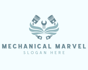 Wings Piston Mechanic logo design