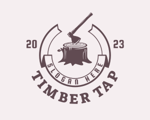 Woodcutter Axe Stump logo design