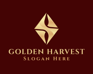 Golden Diamond Gemstone logo design