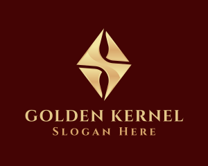 Golden Diamond Gemstone logo design