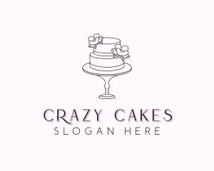 Flower Wedding Cake logo design