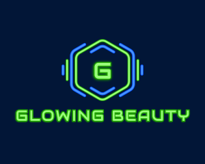 Neon Glow Hexagon logo design