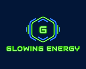 Neon Glow Hexagon logo design