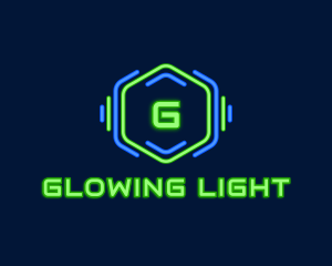 Neon Glow Hexagon logo design