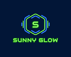 Neon Glow Hexagon logo design