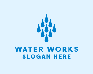 Aqua Water Droplets logo design