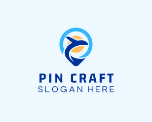 Airplane Location Pin logo design