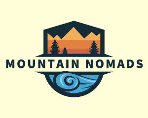 Ocean Wave Mountain logo design