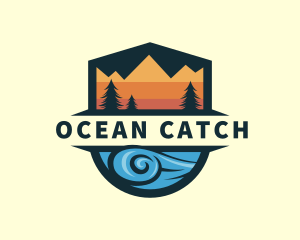 Ocean Wave Mountain logo design