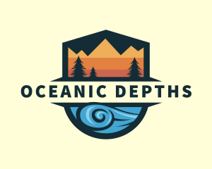 Ocean Wave Mountain logo design