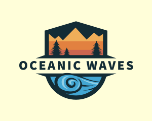 Ocean Wave Mountain logo design