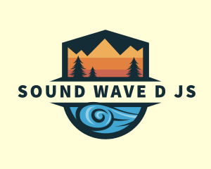 Ocean Wave Mountain logo design