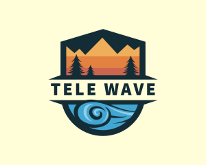 Ocean Wave Mountain logo design